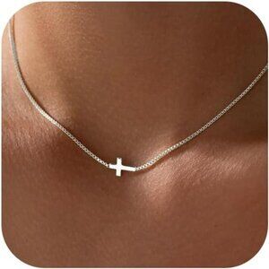 Cross Necklace for Women 14K Real Gold Silver Plated Dainty Small Cross Pendant